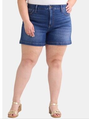 NWT Jen7 By 7 For All Mankind High-Rise Denim Shorts in Medium Blue Size 20W